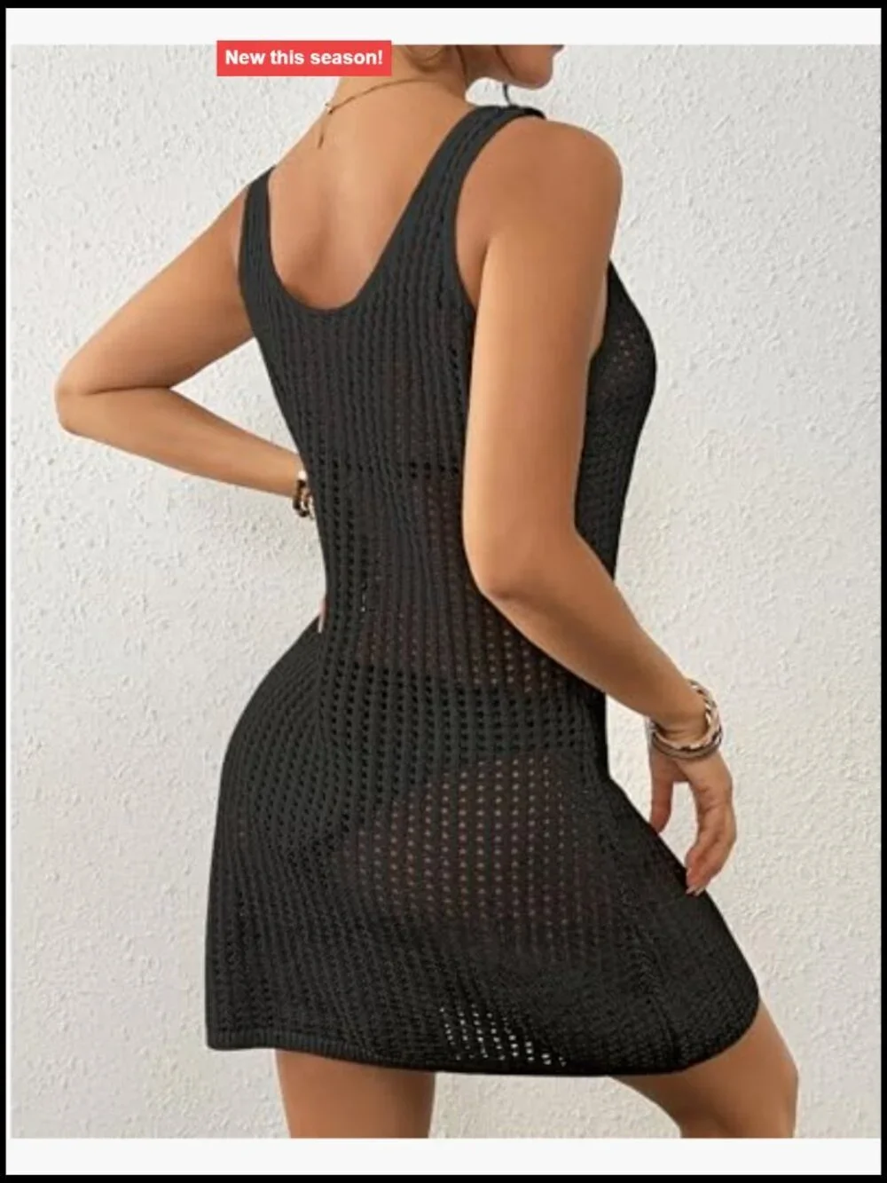 Crochet Hollow Out Backless Beach Sleeveless Swimwear Cover Up Dress